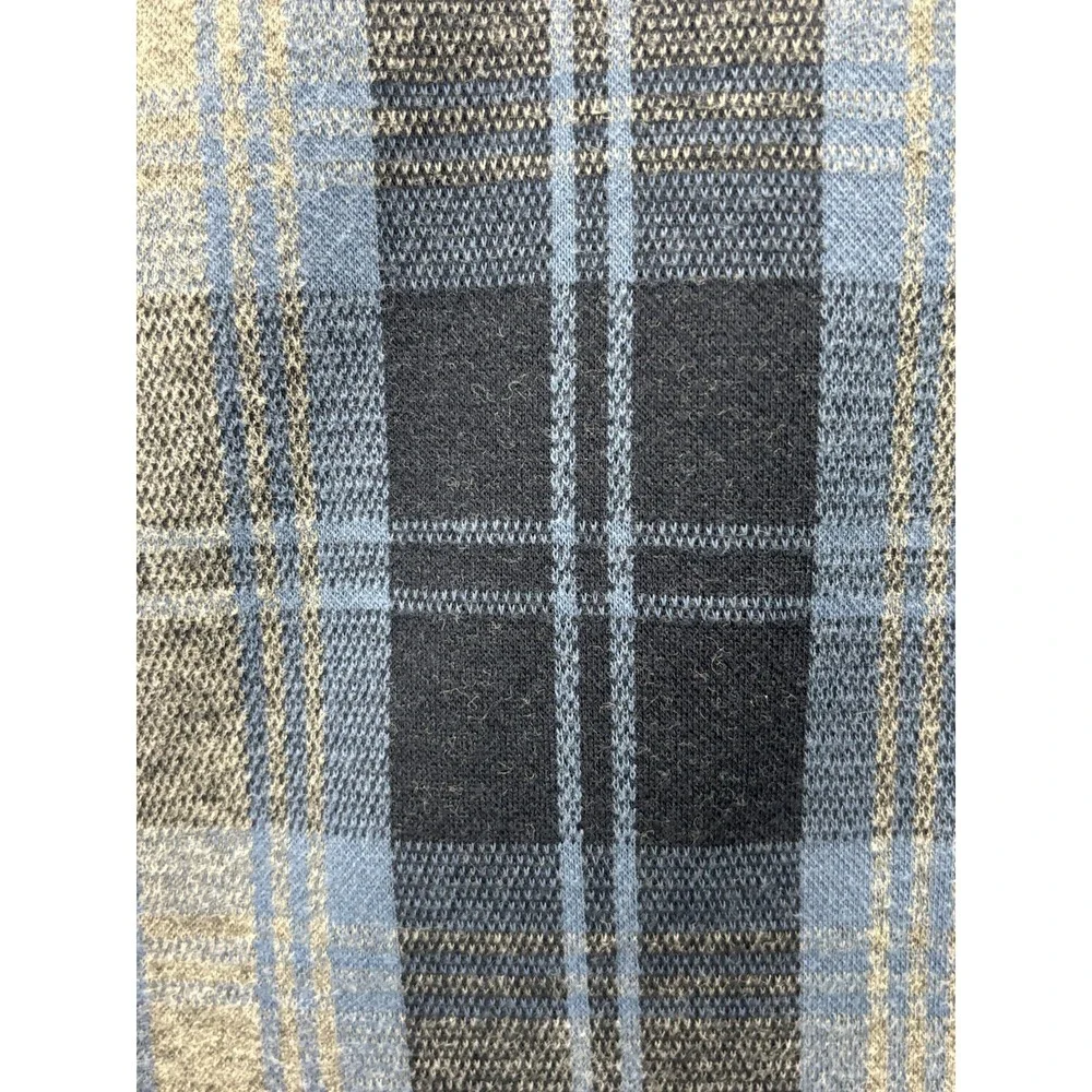 Vtg Polo Ralph Lauren Flannel Polo Shirt Men's L Blue Grey Plaid Pony Logo 90s